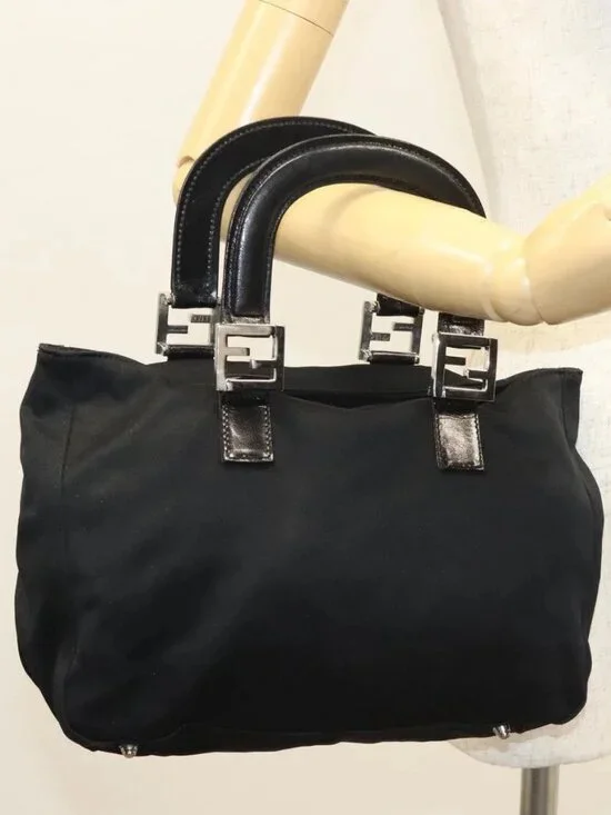 FENDI Hand Bag Nylon Black Silver Auth 122023 - Picture 15 of 16